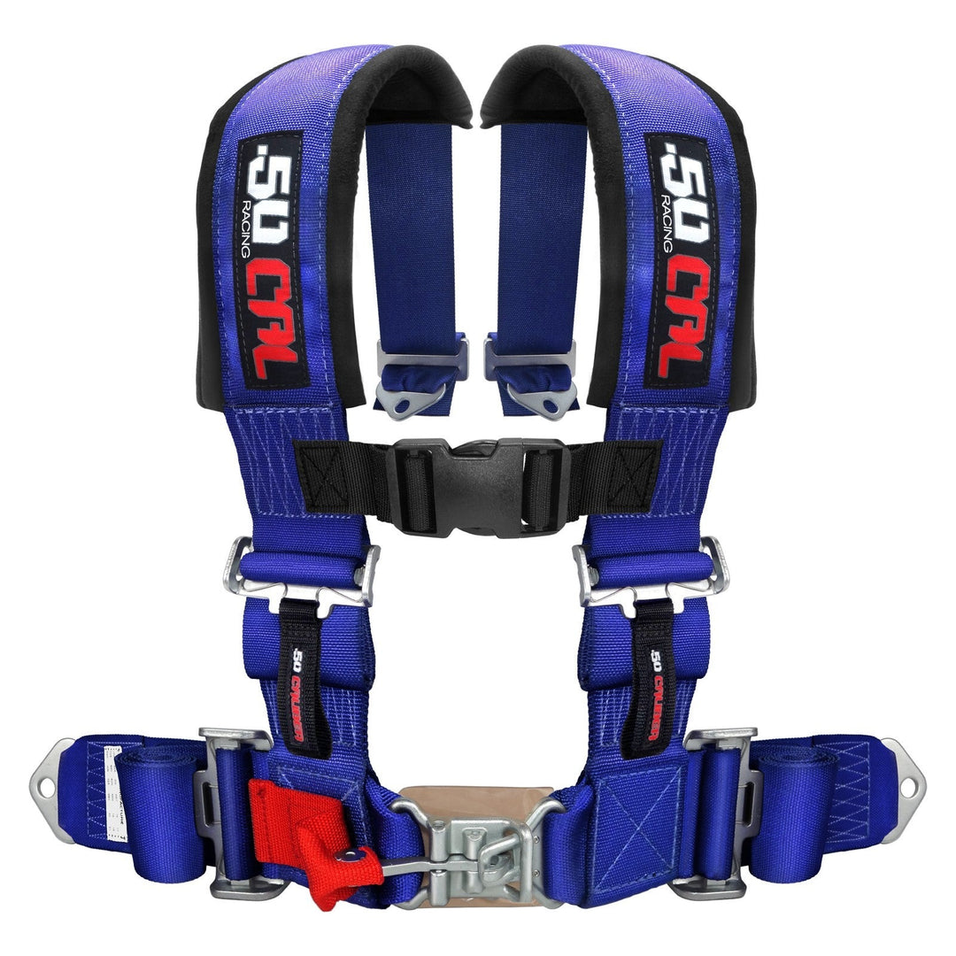 blue 50 caliber racing 4 point seatbelt harness