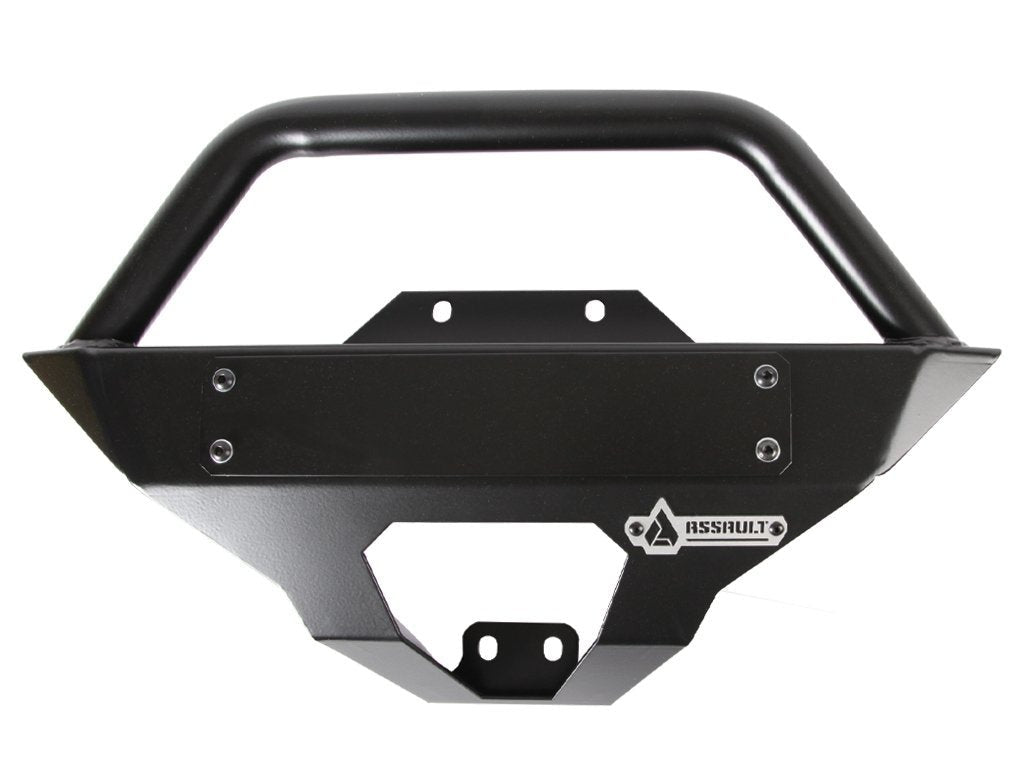 Black Assault Industries Stealth Lucent Front Bumper with angular design and logo, compatible with Polaris RZR 18+ XP Series/Turbo S