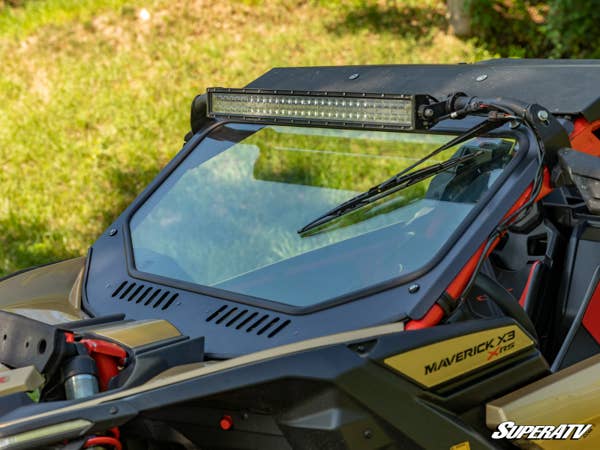 Can-Am Maverick X3 Glass Windshield by SuperATV: Scratch-Resistant with UV Protection and Manual Wiper
