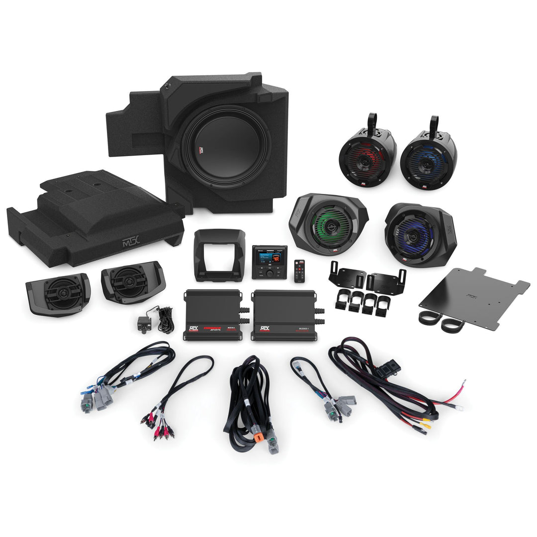 mtx 8 speaker stereo kit for canam x3 laid out on white background