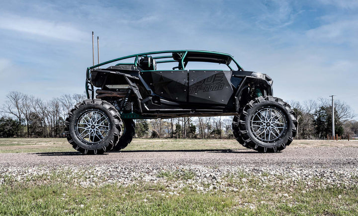 MSA M45 Portal Non-Beadlock UTV Wheel  in black with machined face mounted on polaris rzr 