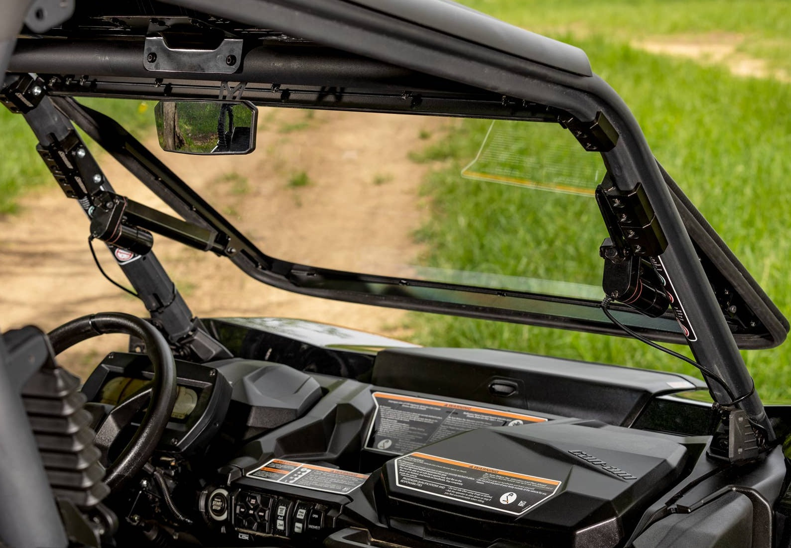 SuperATV Power Flip Up Windshield | CanAm Commander