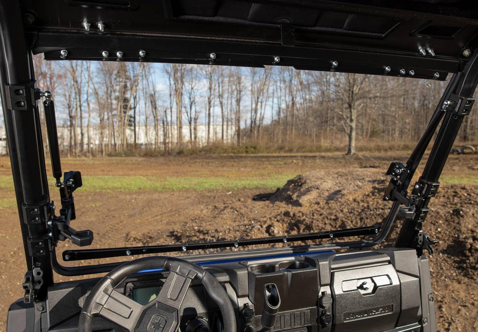 SuperATV Scratch Resistant Flip Up Windshield | Polaris Ranger SP 570