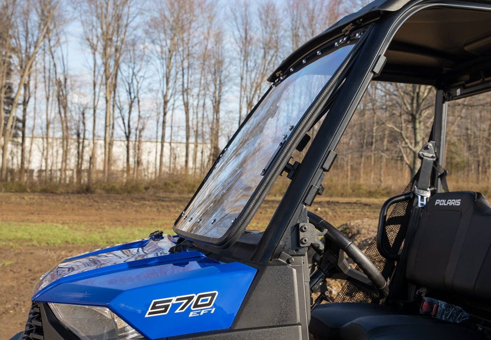 SuperATV Scratch Resistant Flip Up Windshield | Polaris Ranger SP 570