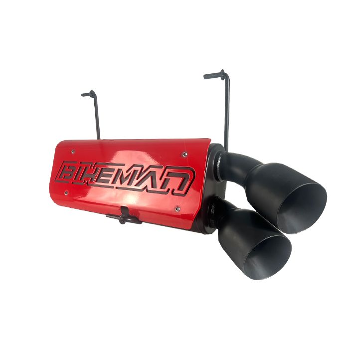Bikeman performance pro r slip on exhaust in black with red cover plate 