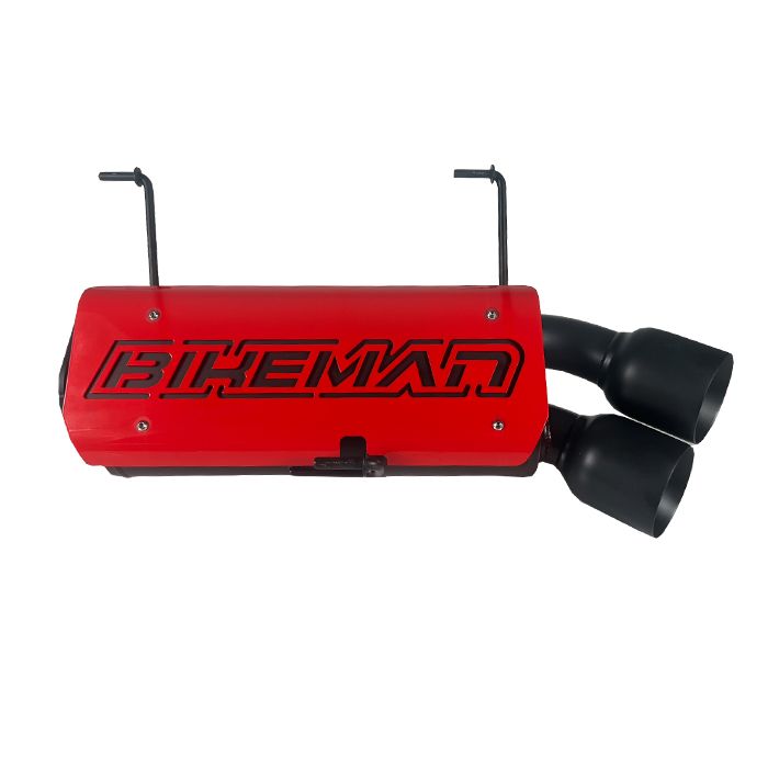 Bikeman performance pro r slip on exhaust in black with red cover plate