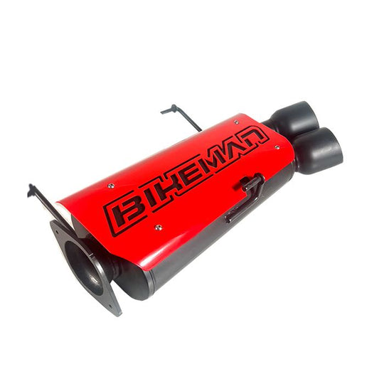 Bikeman performance pro r slip on exhaust in black with red cover plate