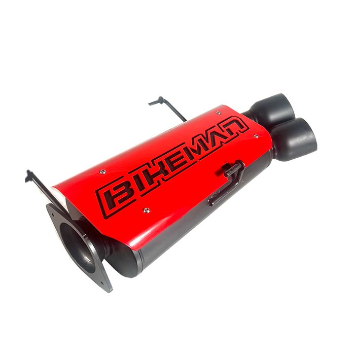 Bikeman performance pro r slip on exhaust in black with red cover plate