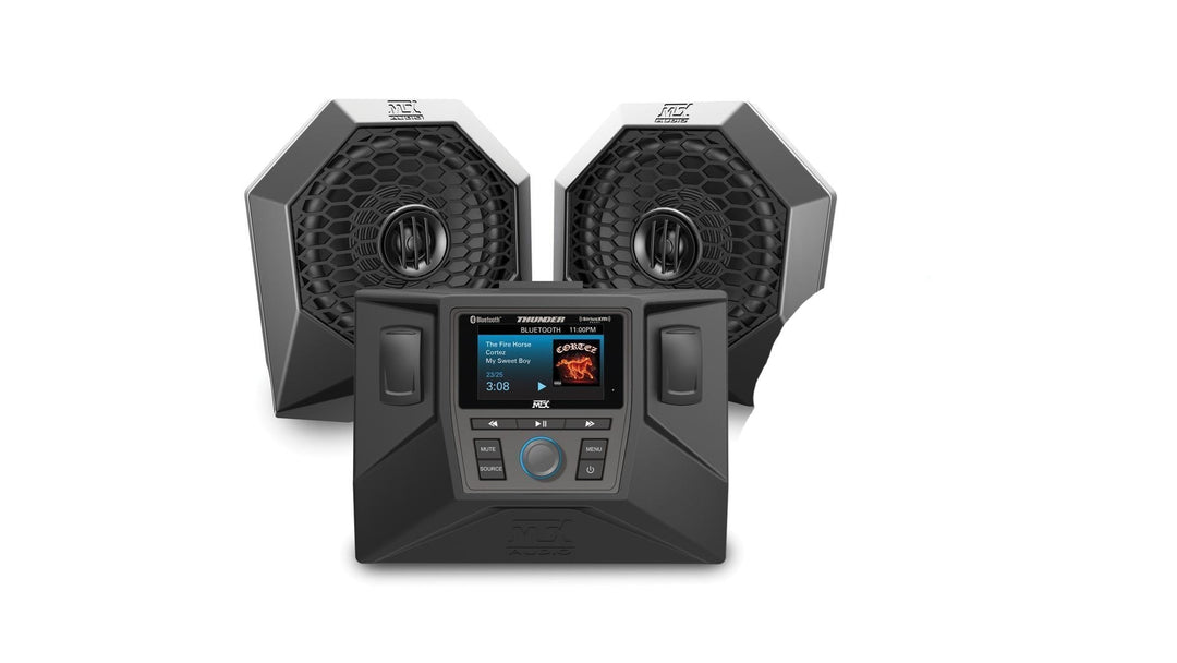 mtx two speaker system with media receiver for rzr on white background