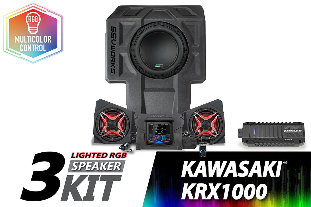 2020-2024 Kawasaki KRX1000 2-Seater Lighted 3-Speaker Audio-Kit w/JVC