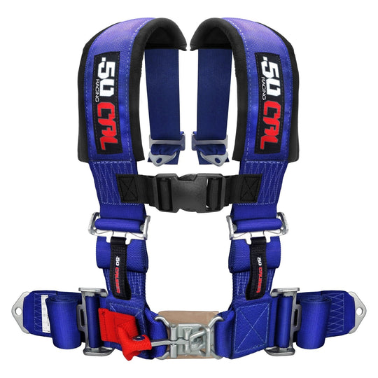 blue 3 inch 4 point 50 caliber racing seatbelt harness