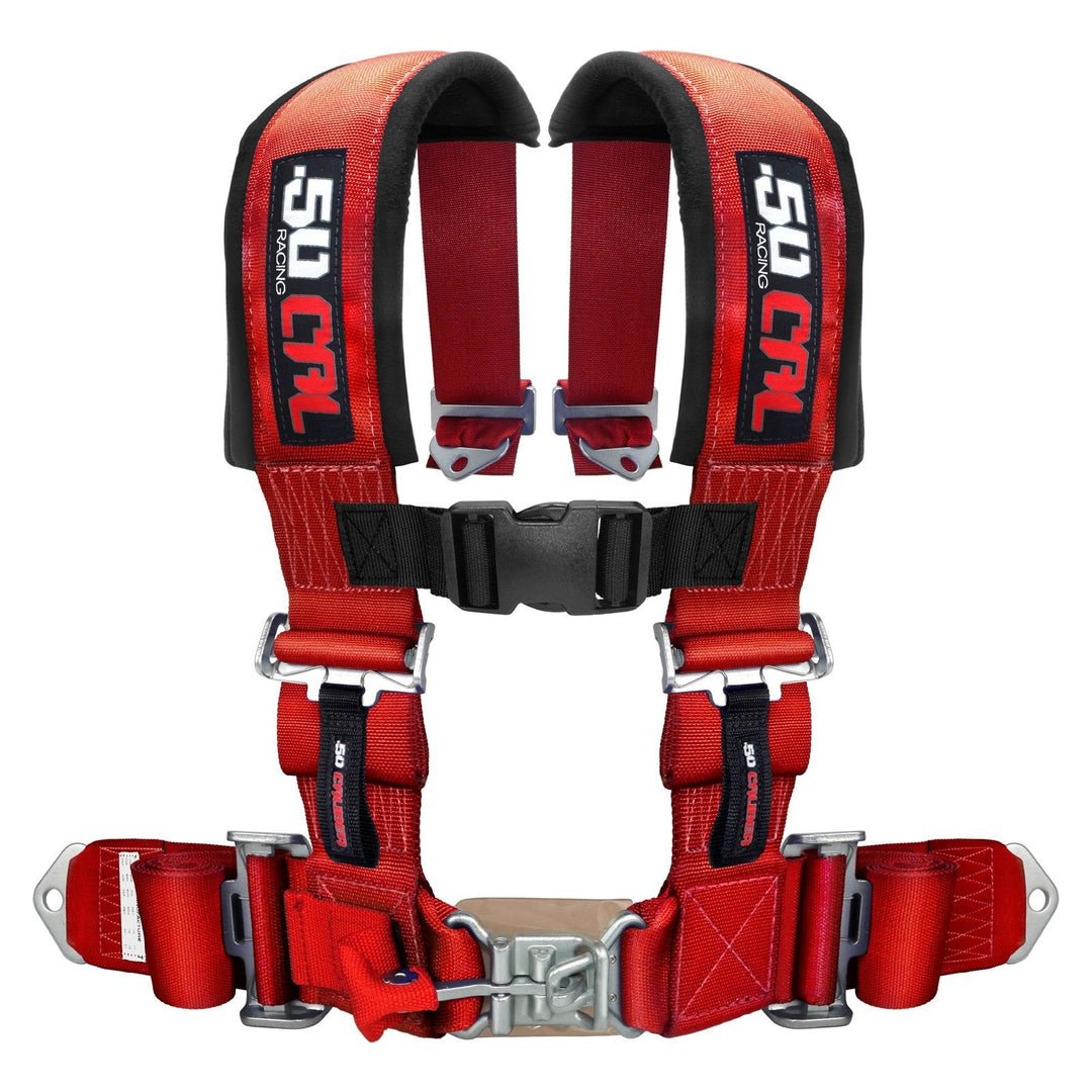 red 3 inch 4 point 50 caliber racing seatbelt harness