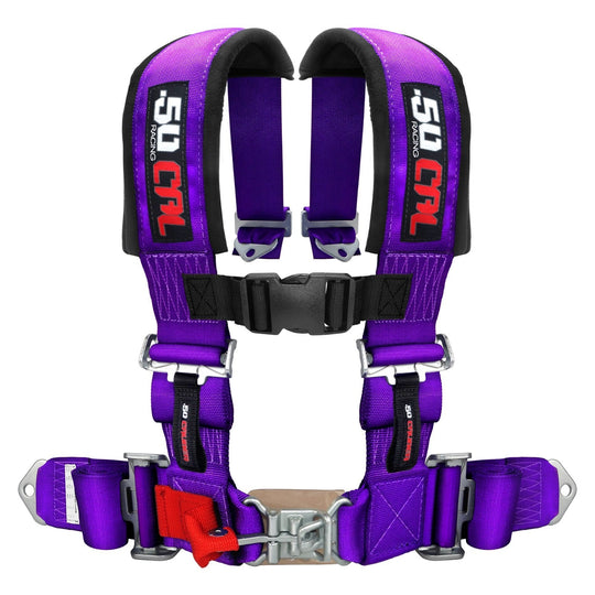 purple 3 inch 4 point 50 caliber racing seatbelt harness