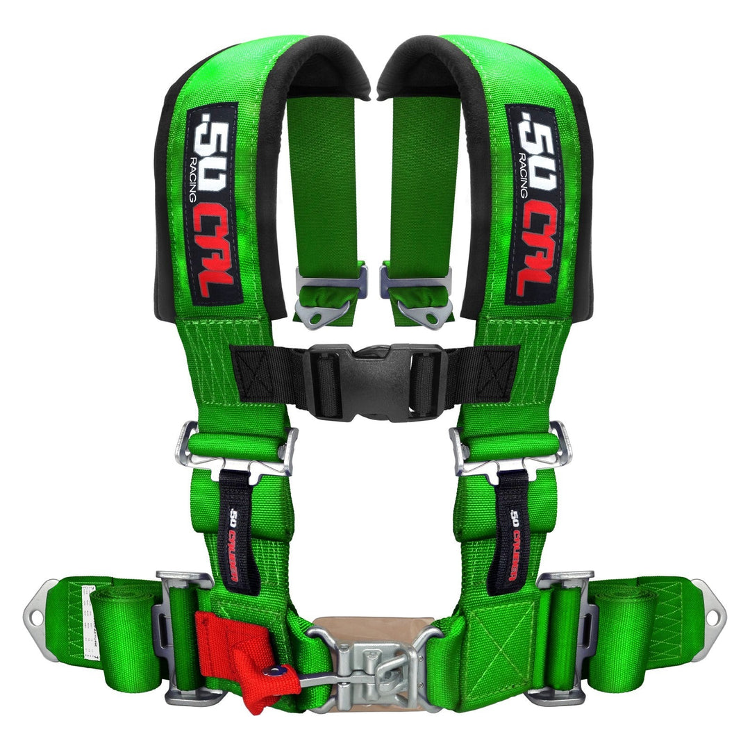 green 3 inch 4 point 50 caliber racing seatbelt harness