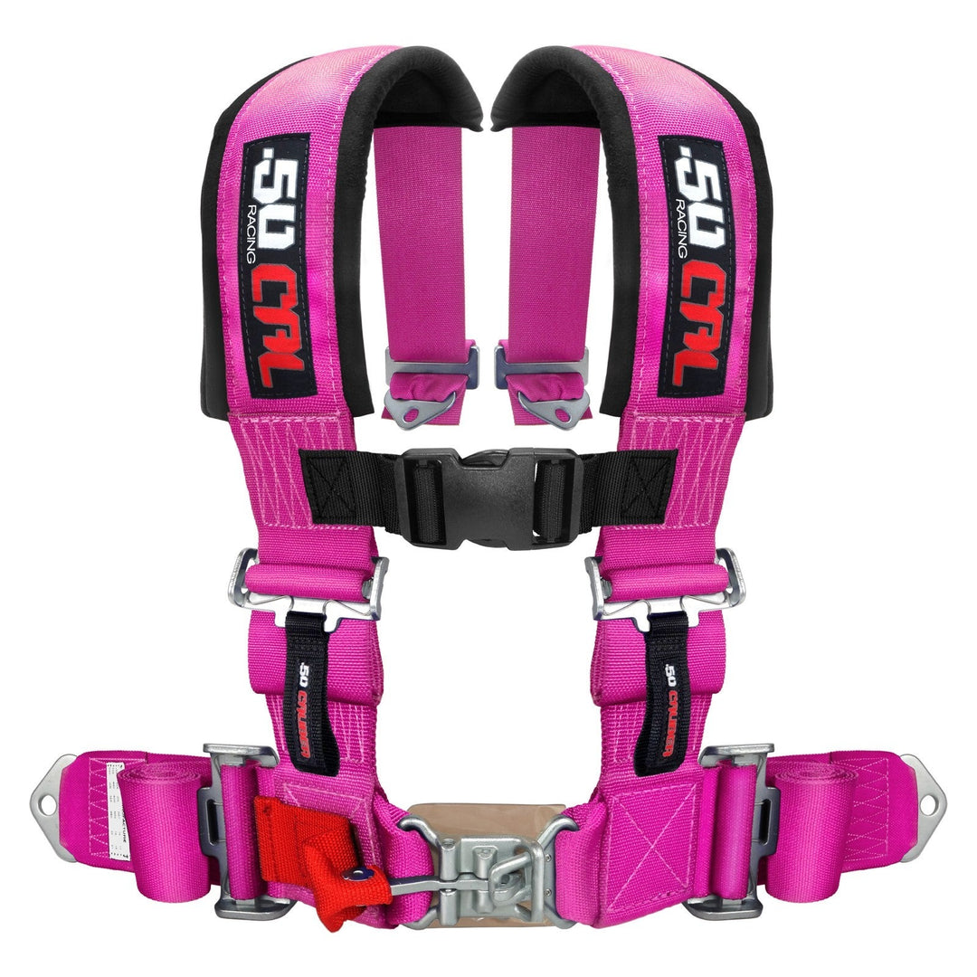 pink 3 inch 4 point 50 caliber racing seatbelt harness