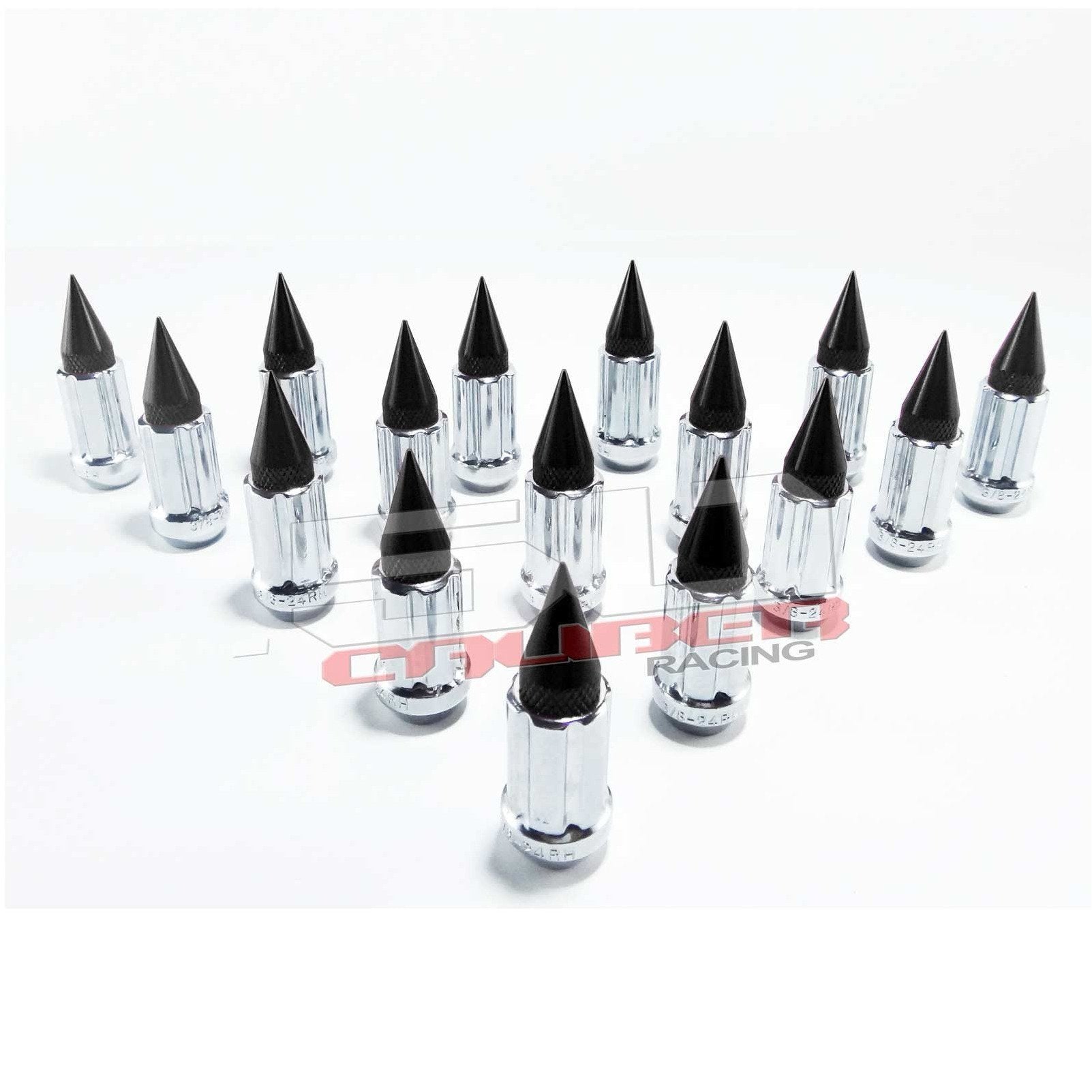 3/8 x 24 Chrome Spiked Lug Nuts - 16 Pack | 50 Cal