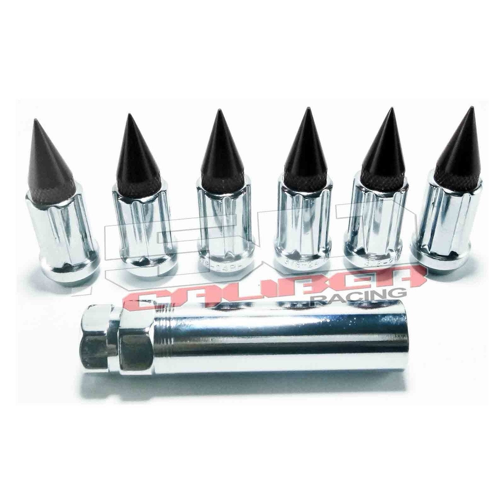 3/8 x 24 Chrome Spiked Lug Nuts - 16 Pack | 50 Cal