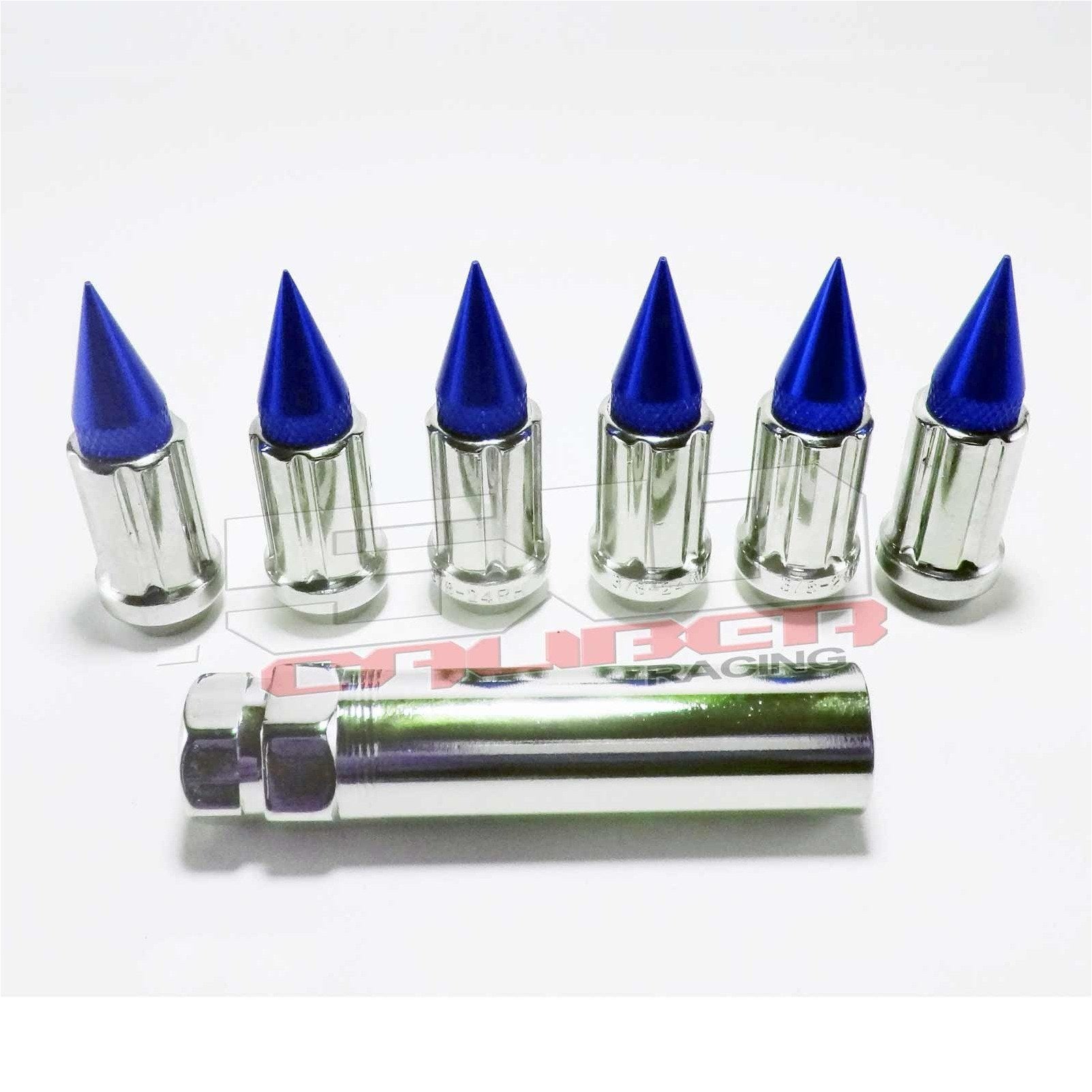 3/8 x 24 Chrome Spiked Lug Nuts - 16 Pack | 50 Cal