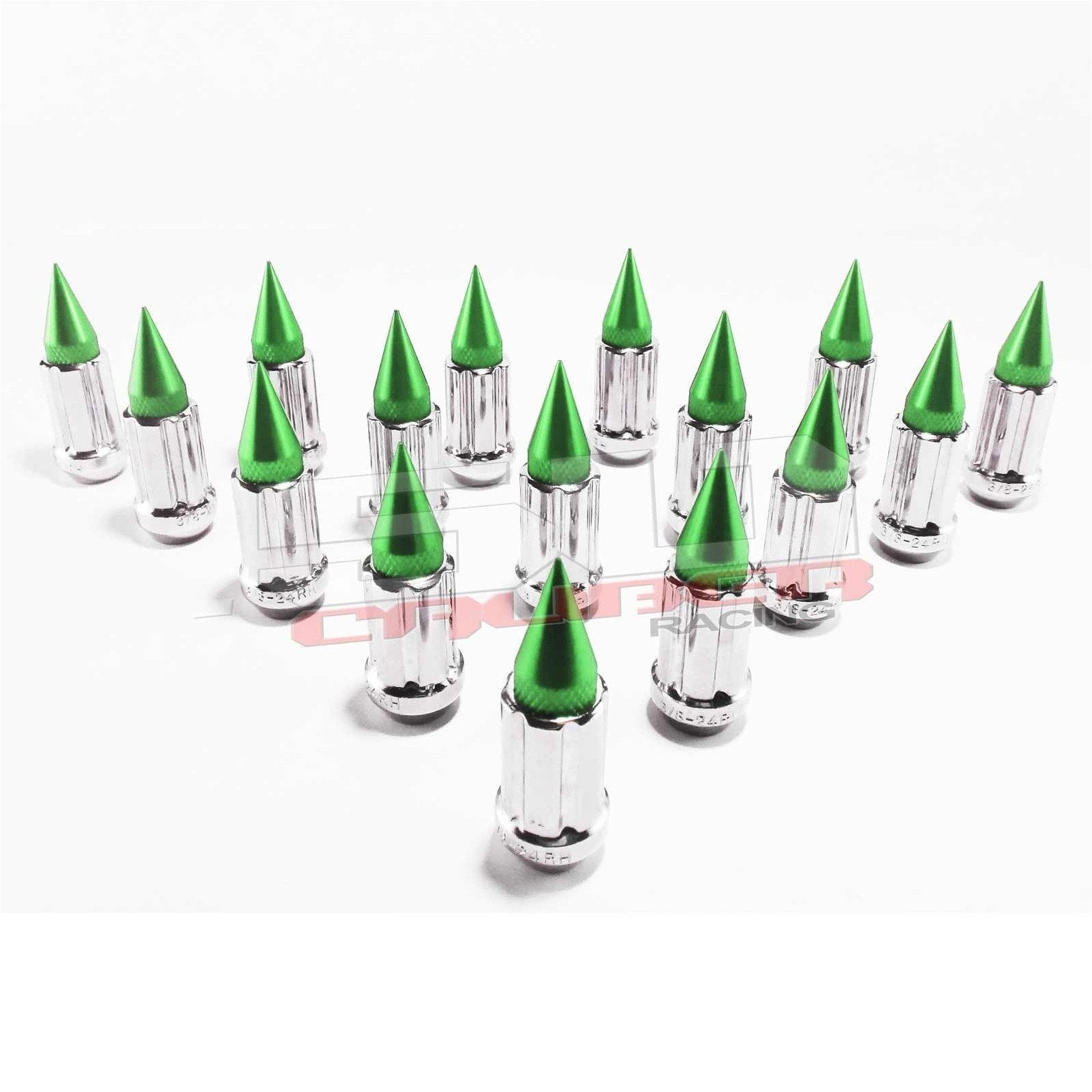 3/8 x 24 Chrome Spiked Lug Nuts - 16 Pack | 50 Cal