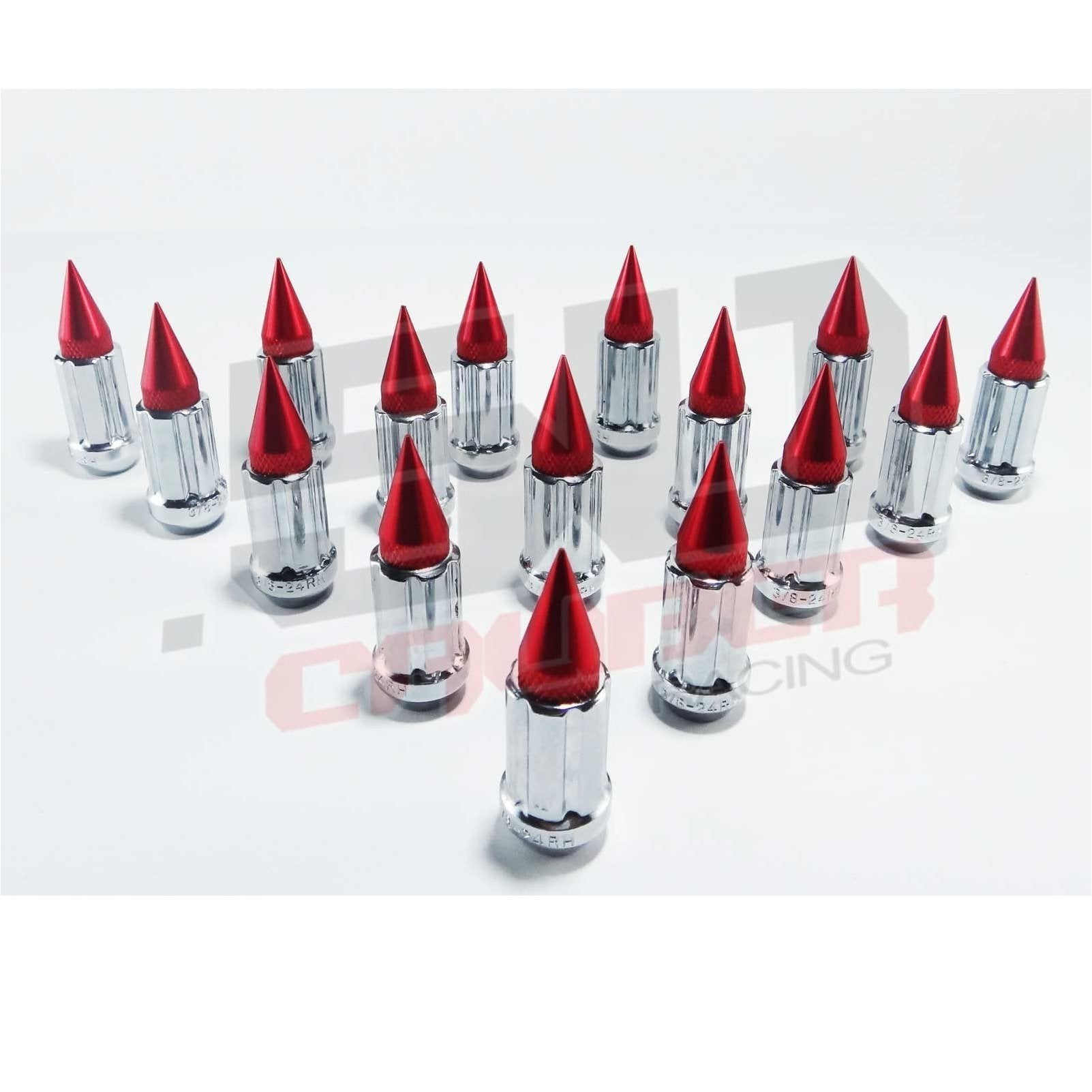 3/8 x 24 Chrome Spiked Lug Nuts - 16 Pack | 50 Cal