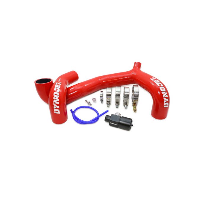 dynojet charge tube kit with blow off vavle for canam x3 laid out on white background 