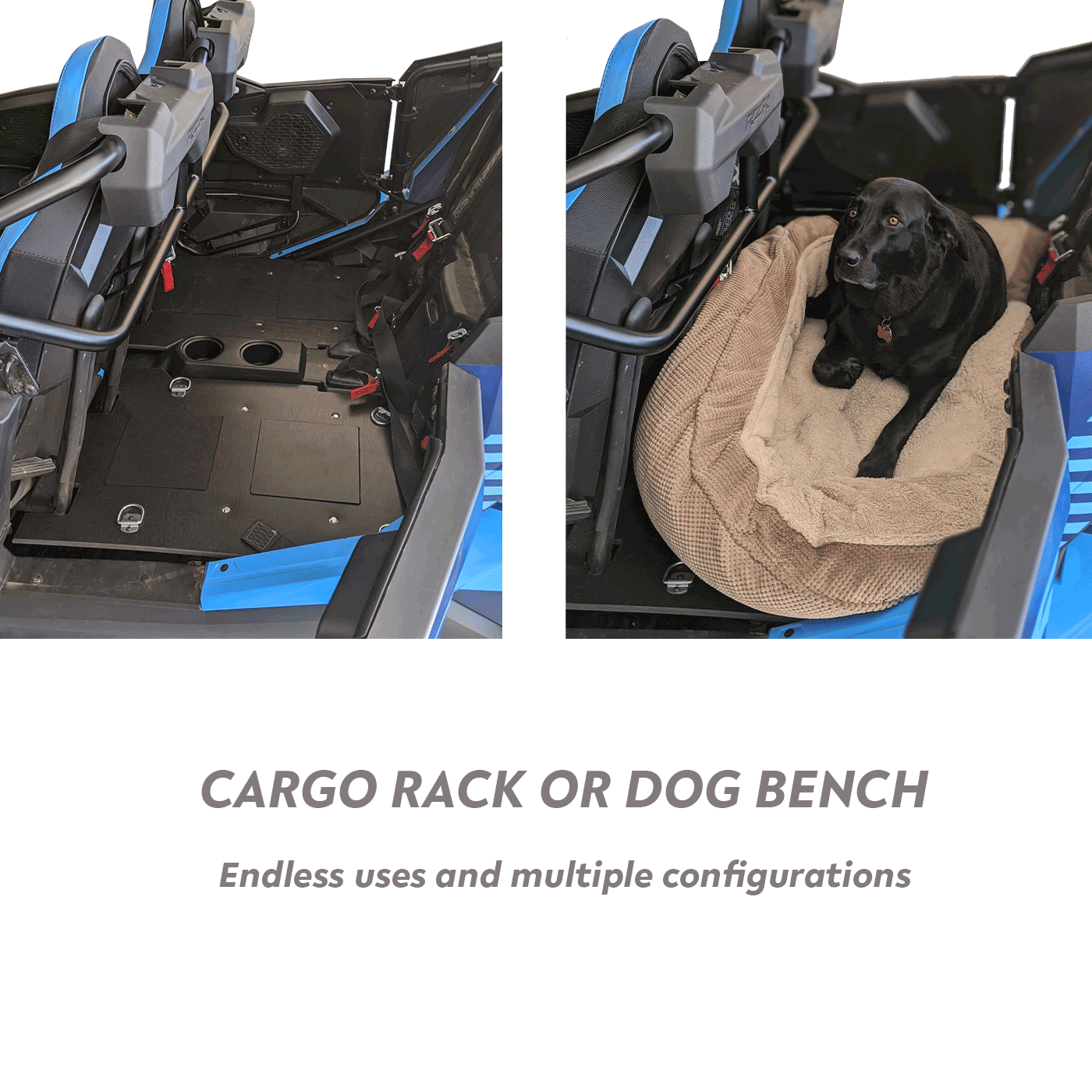 SSS Offroad Cargo Rack / Dog Seat Conversion Kit | Polaris RZR Xp1000, XP Turbo, Turbo S