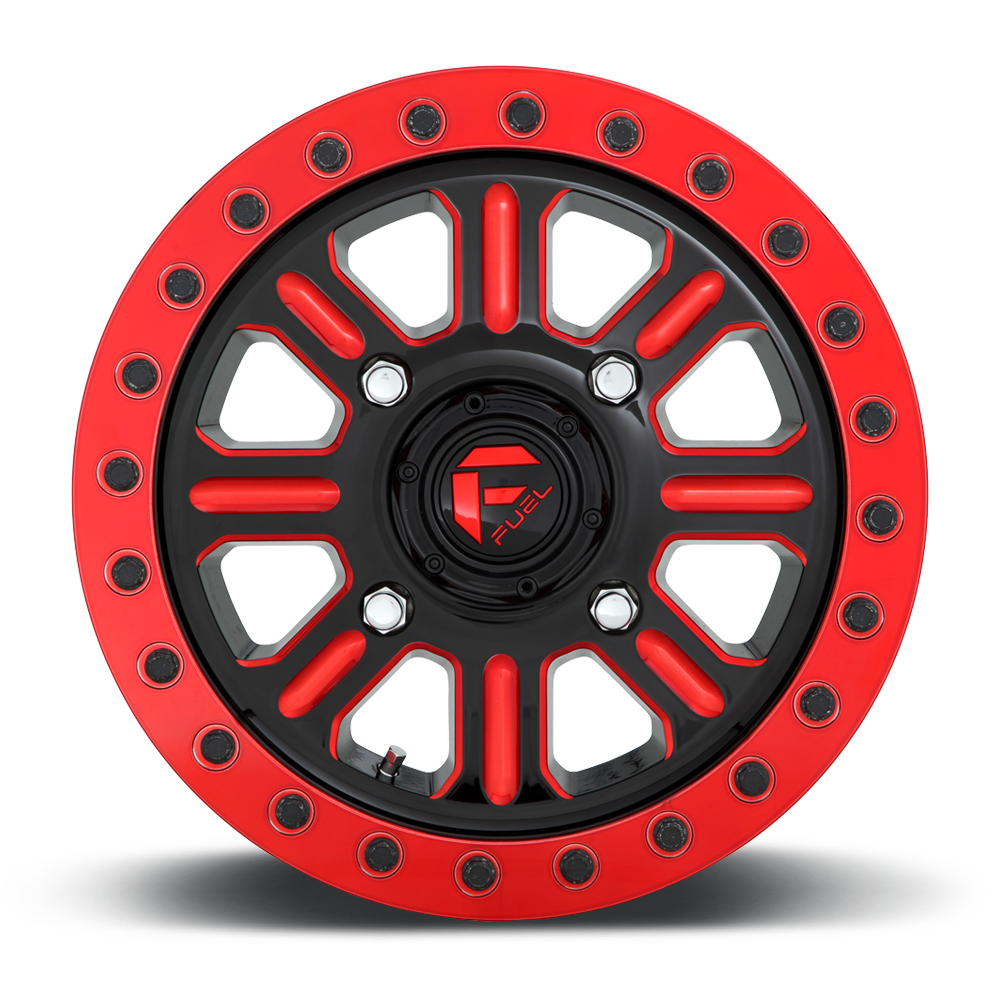 Fuel Hardline Beadlock UTV Wheel Gloss Black W/ Candy Red - Revolution Off-Road