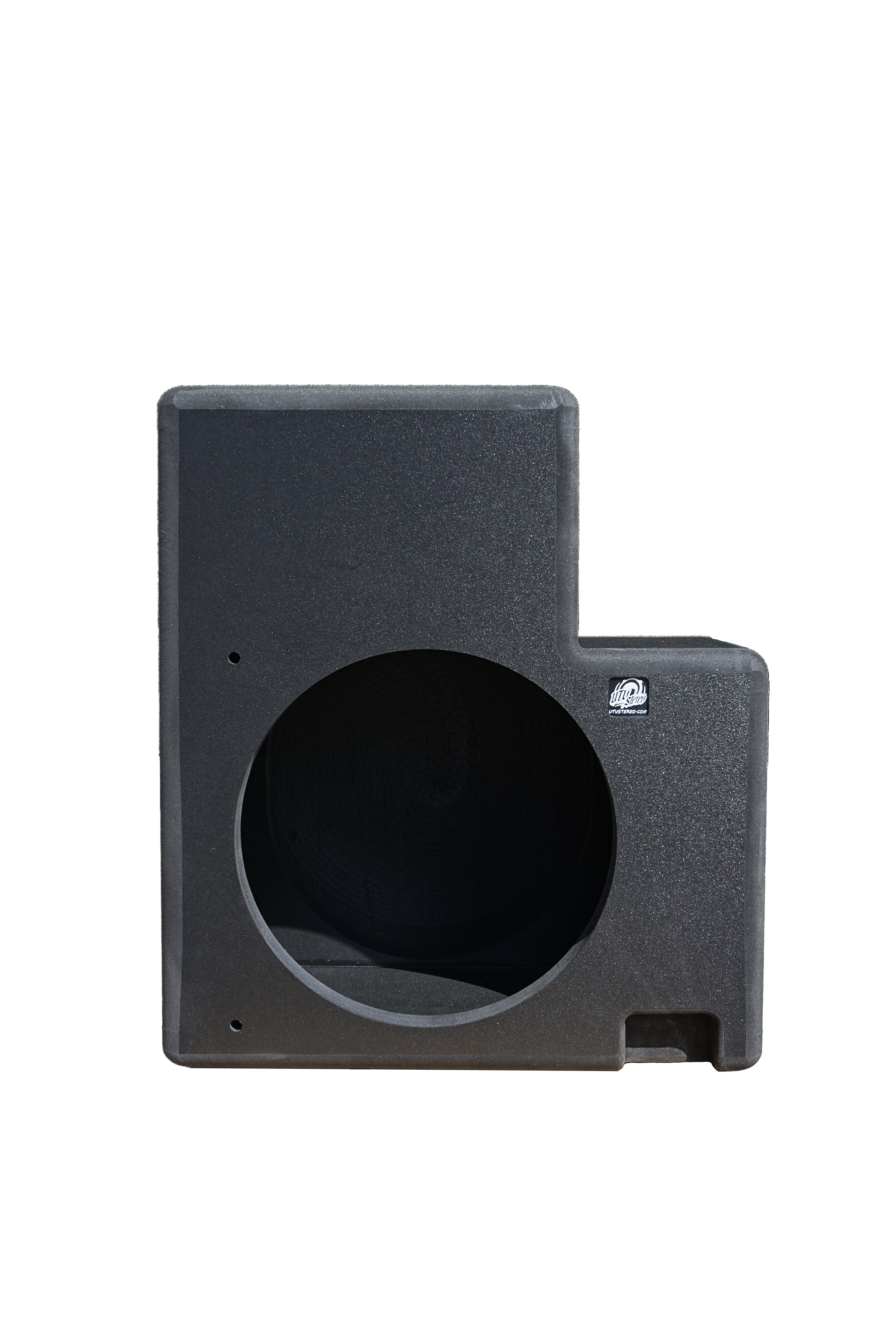 utv stereo rear subwoofer enclosure for pro xp sitting on white background