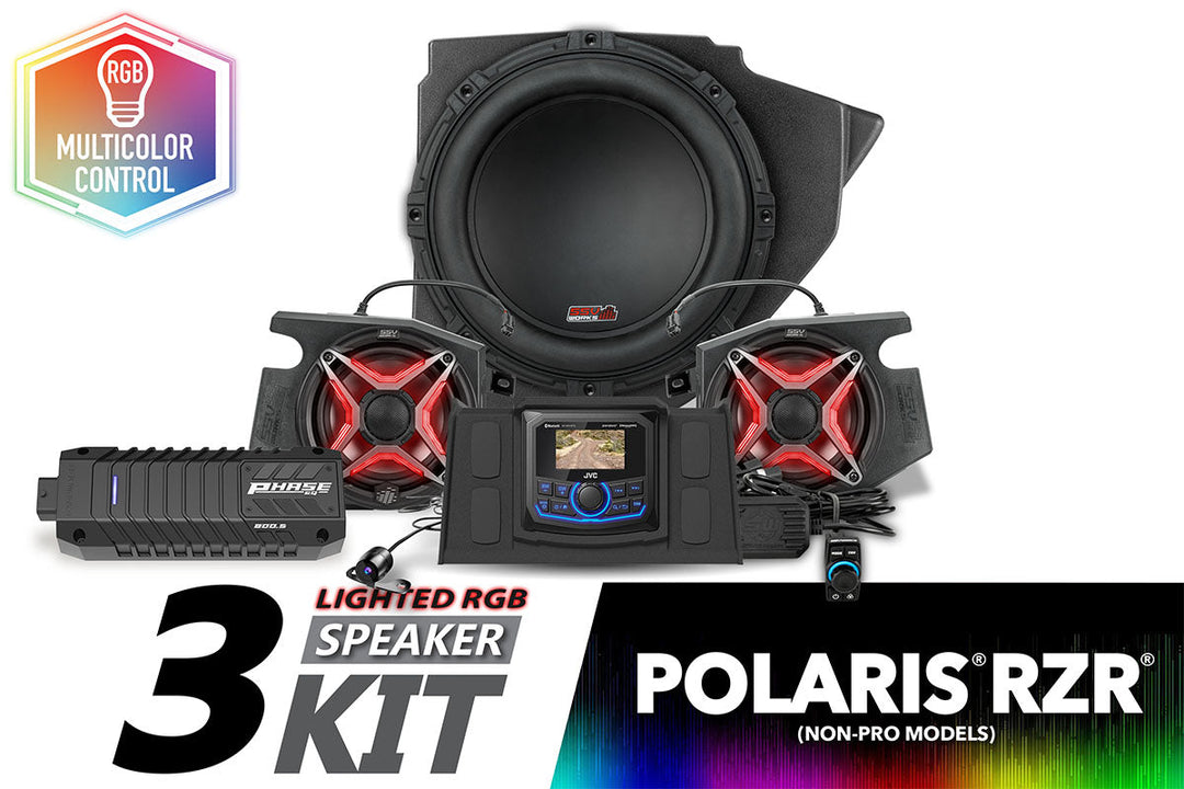 2014-2024 Polaris RZR Lighted 3-Speaker Plug-&-Play Kit with JVC