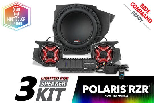 2014-2024 Polaris RZR Lighted 3-Speaker Plug-&-Play Kit for Ride Command