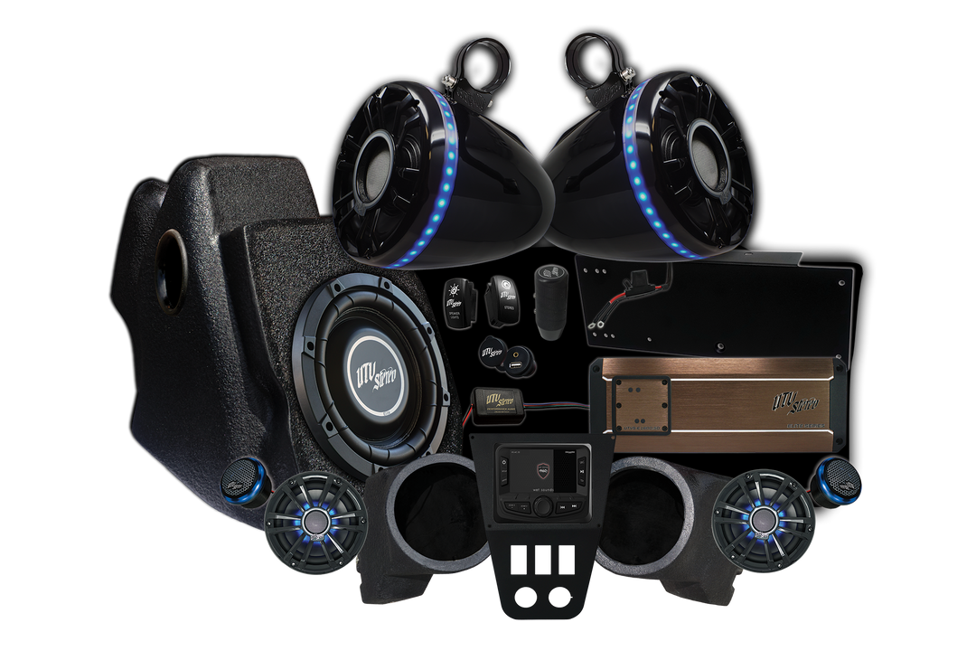 utv stereo elite stage 6 stereo kit for polaris pro series rzr on white background