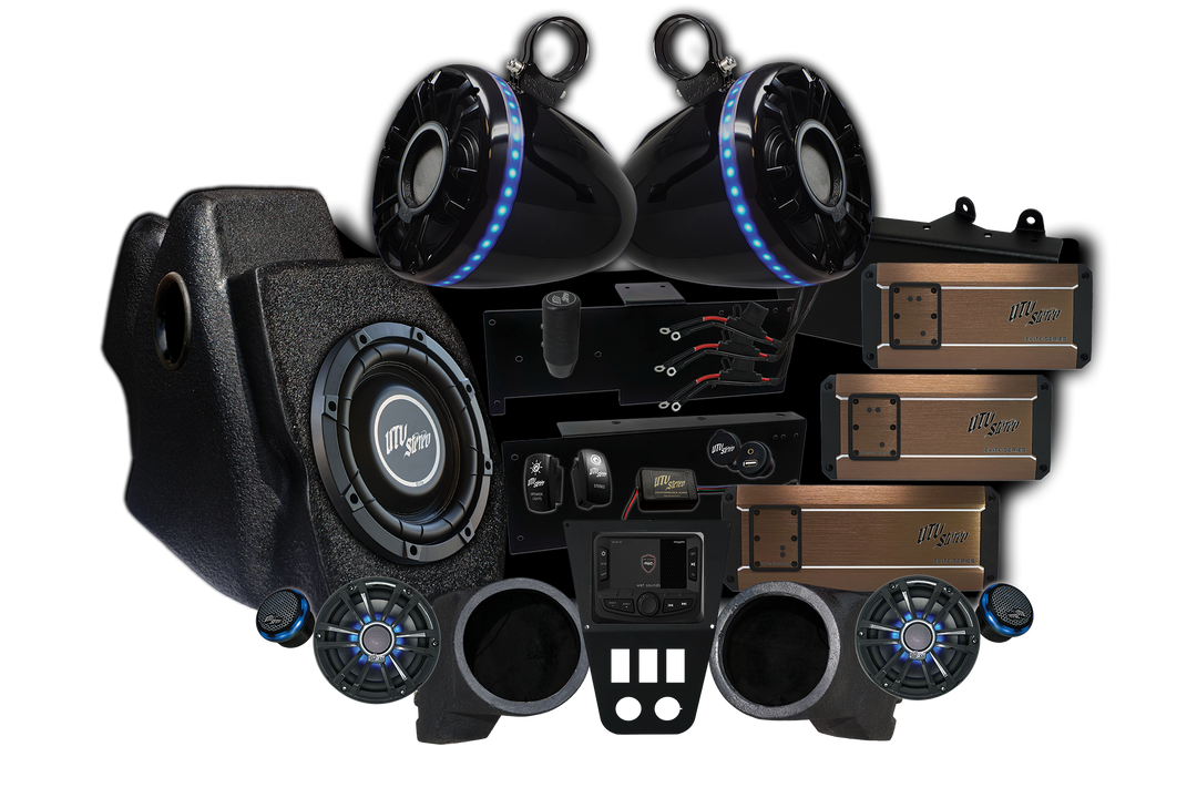 utv stereo stage 8 elite series kit for polaris pro xp pro r turbo r on white background