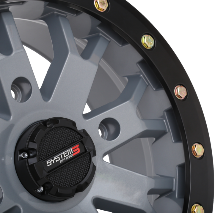 SB-4 Satin Cement Grey Beadlock UTV Wheel - System 3 Off-Road - Revolution Off-Road