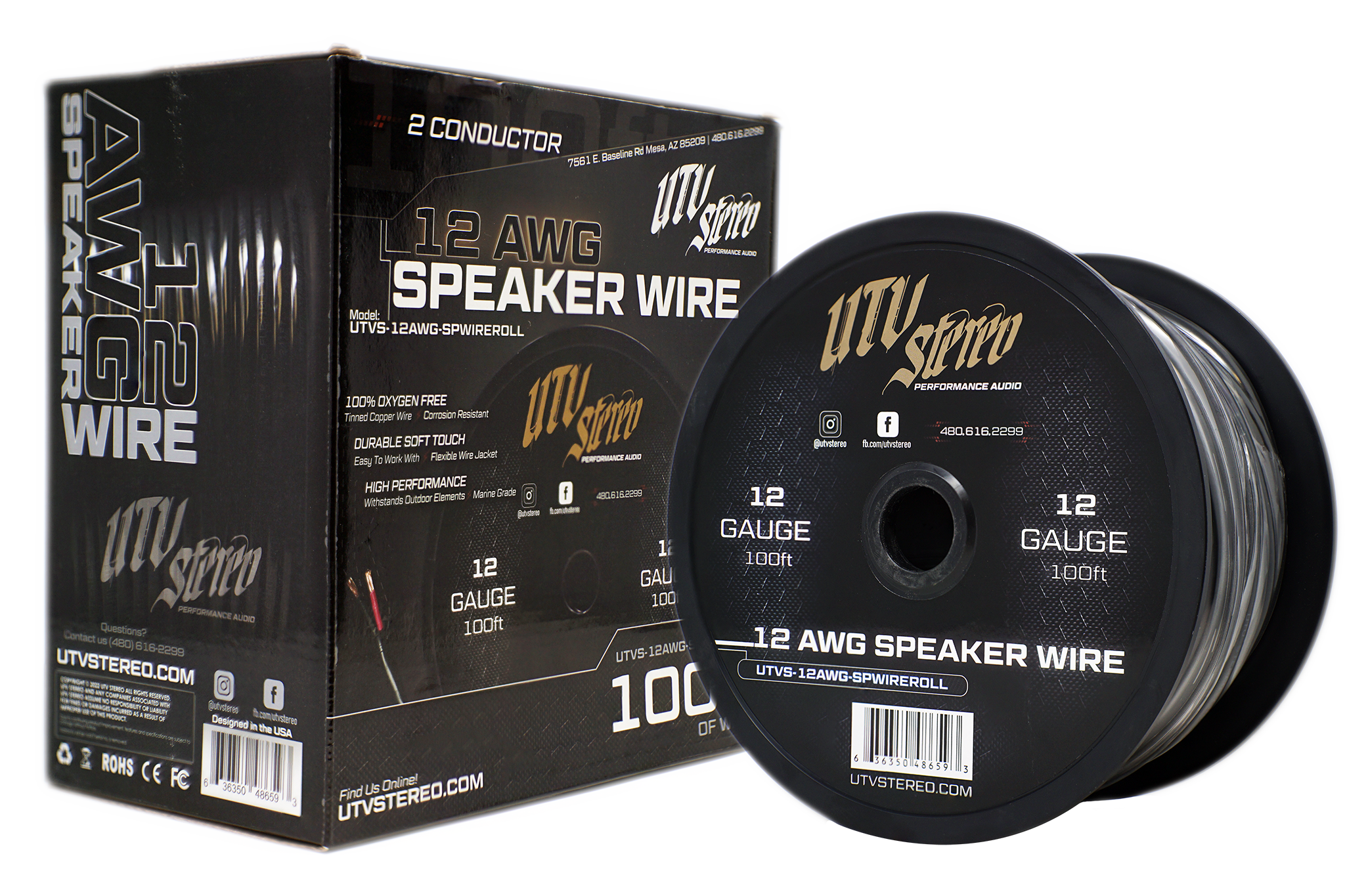 UTVS 12 AWG Speaker Wire Roll - 100ft