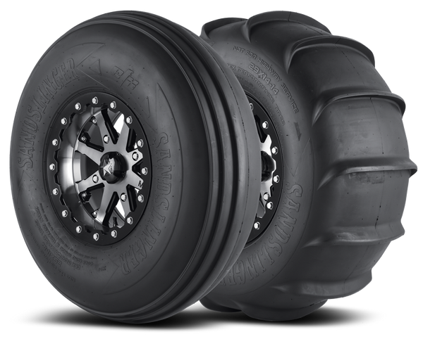 utv tire efx tire sandslinger paddle tires front and rear mounted on silver wheels on white background 