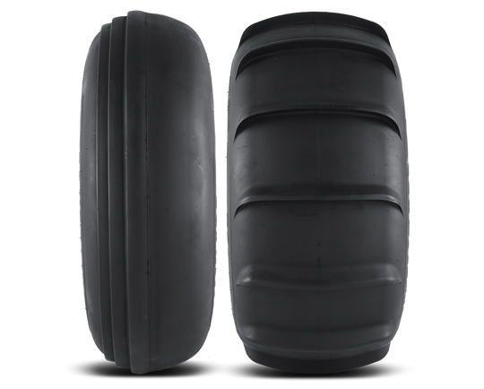 utv tire efx tire sandslinger paddle tires front and rear next to each other on white background 