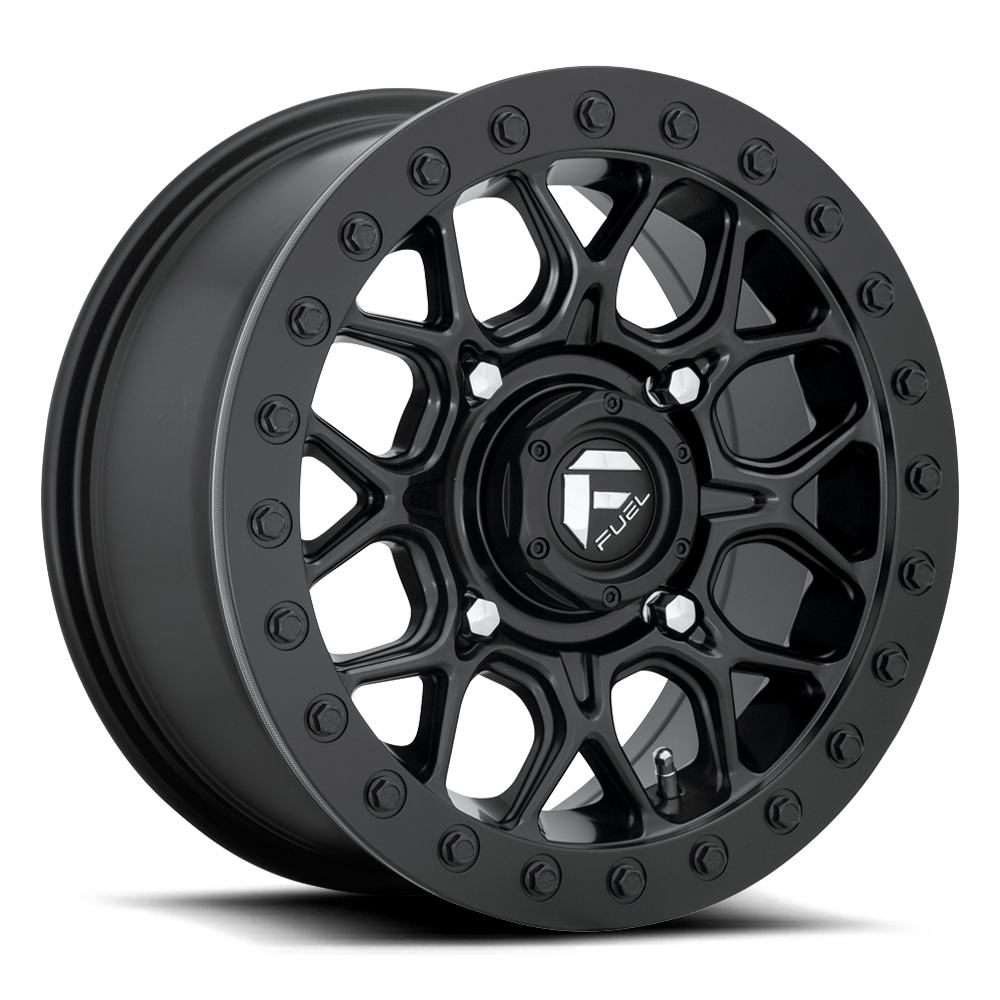 Fuel Tech Beadlock UTV Wheel In All Black  on white background 