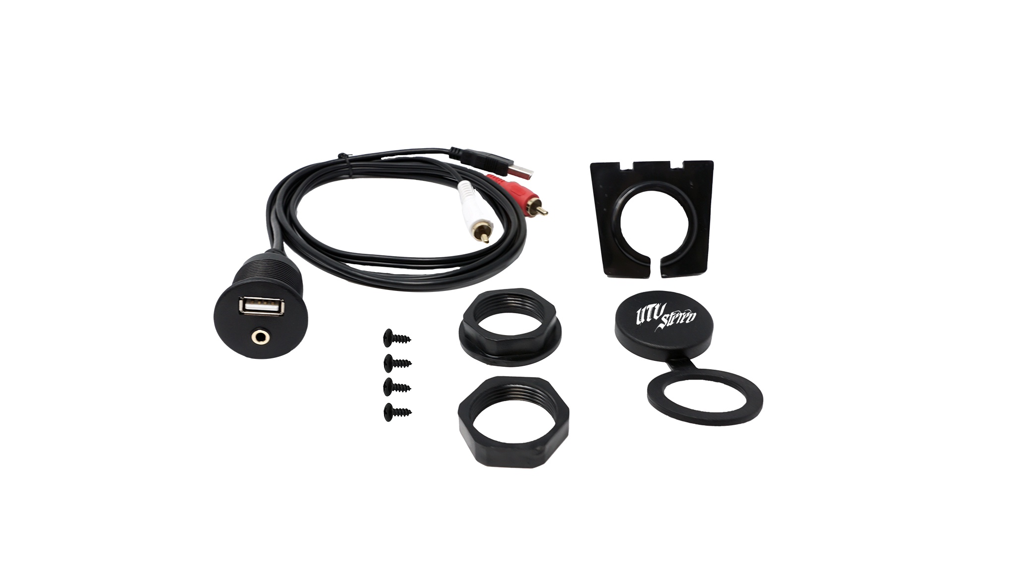 UtV Stereo USB & Auxiliary Flush Mount Adapter for Source Units