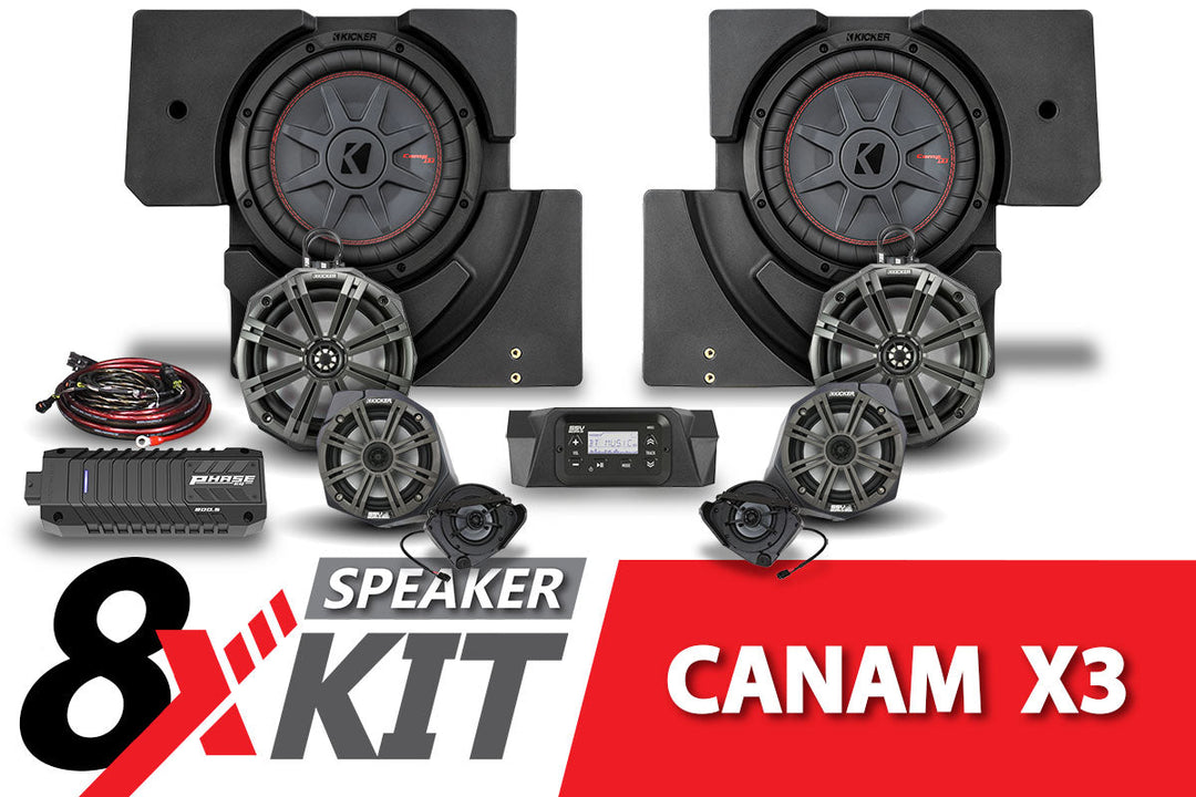 2017-2023 Can Am X3 Phase X Kicker 8-Speaker Plug-and-Play System