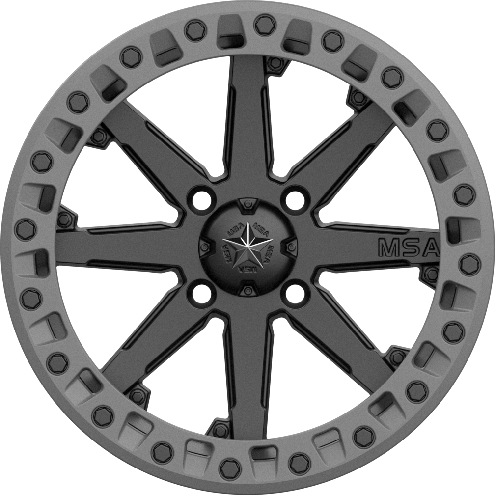MSA M31 LOK2 Beadlock UTV Wheel  looking face on on white background 