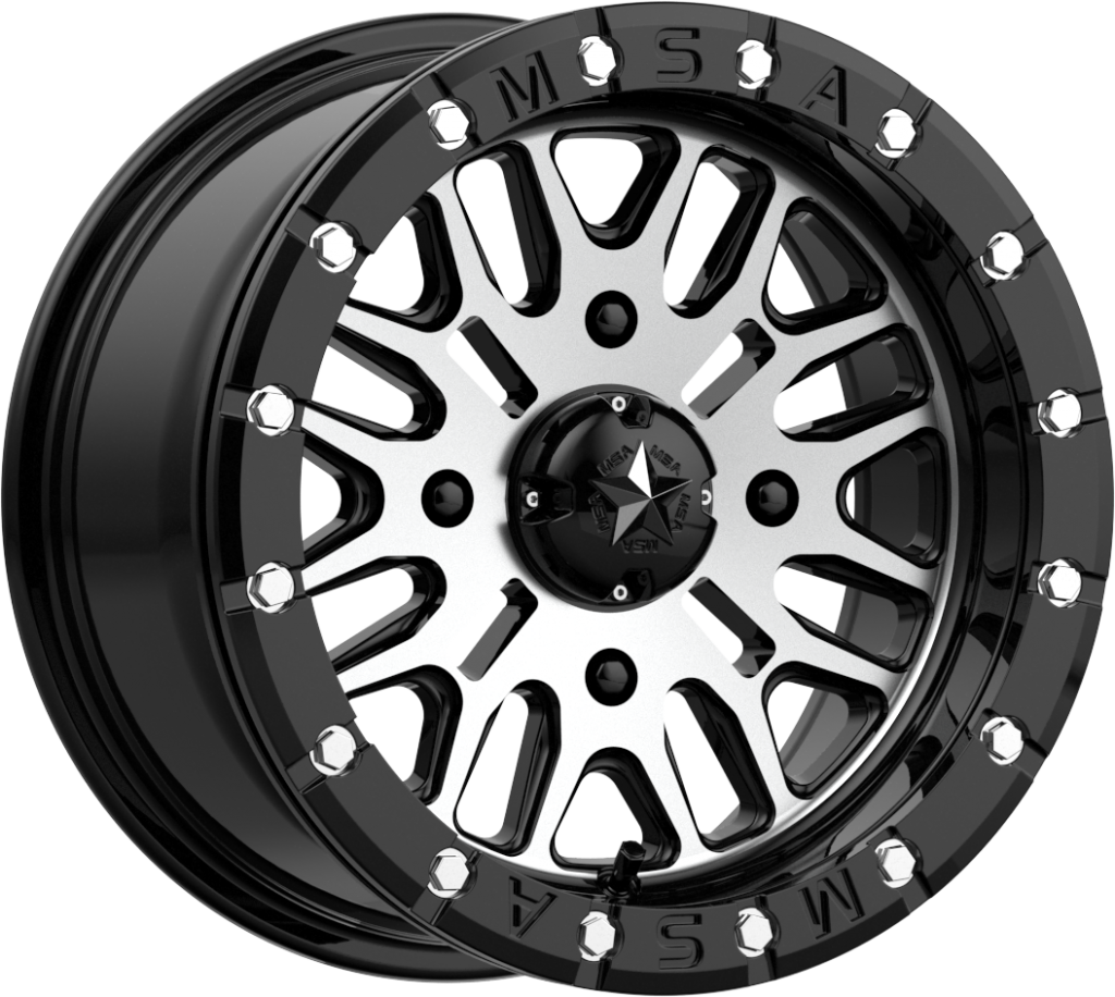 MSA M37 Bute Beadlock UTV Wheel With Machined Face & Black Ring  on white background 