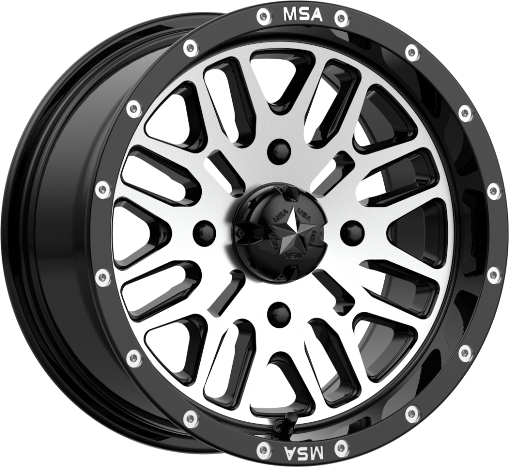 MSA M38 Brute UTV Wheel With Machined Face & Black Ring  on white background 