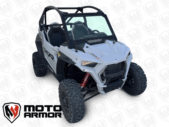 RZR Trail S Glass Windshield installed front quarter view passenger side