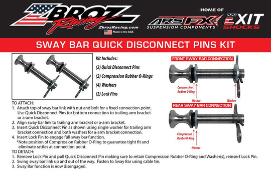 Sway Bar Quick Disconnect ZBROZ Racing | Polaris RZR XP Turbo