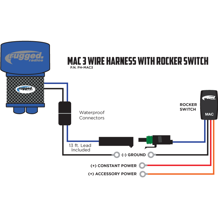 Rugged Radios Switch Install Harness for MAC3.2 Helmet Air Pumper System - Revolution Off-Road