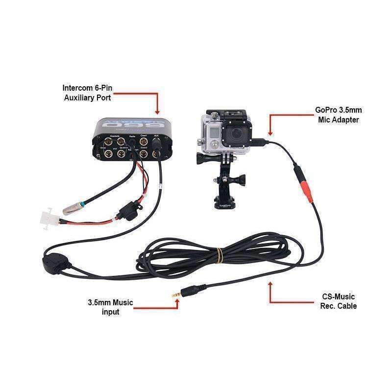 Rugged Radios Music Input and Audio Record Connect Cable for Intercom AUX Port - Revolution Off-Road