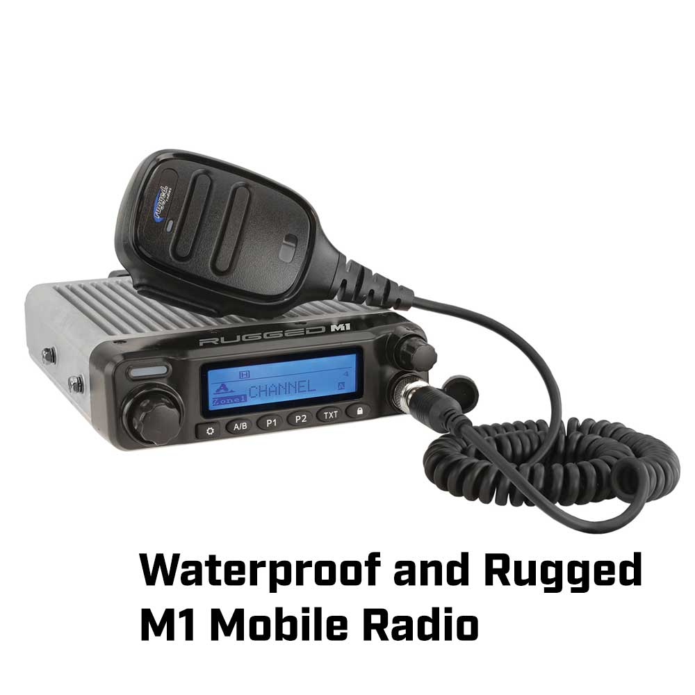 rugged radios m1 radio and handset on white background 