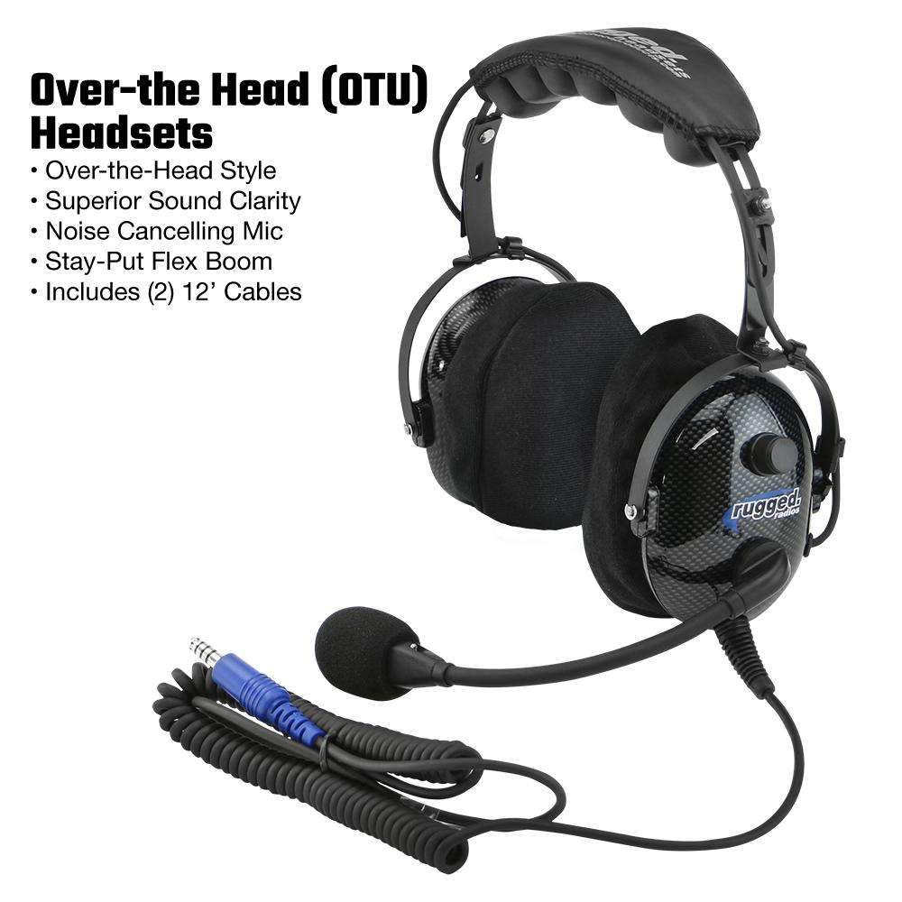 rugged radios over the head headset on white background 