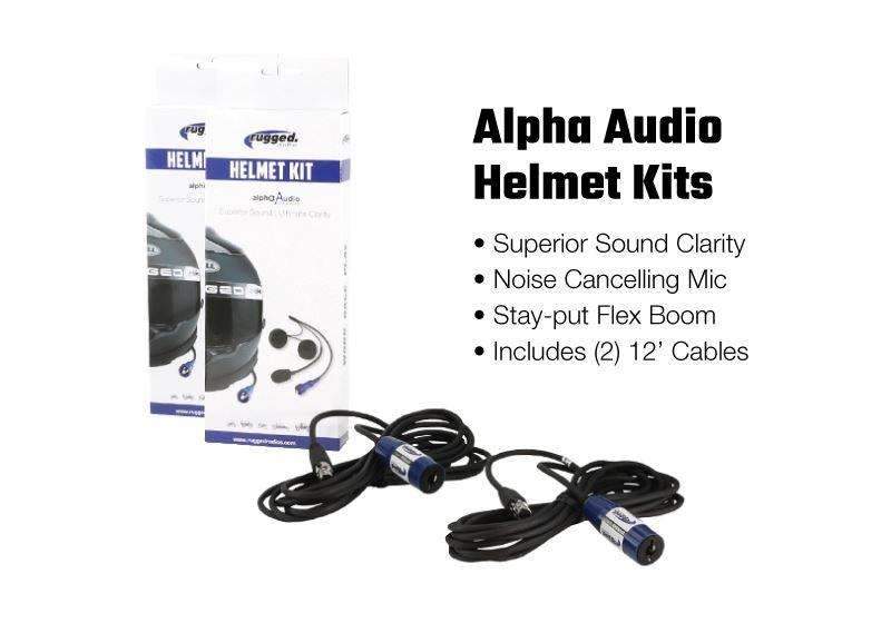 rugged radios alpha helmet kit and cables on white background 