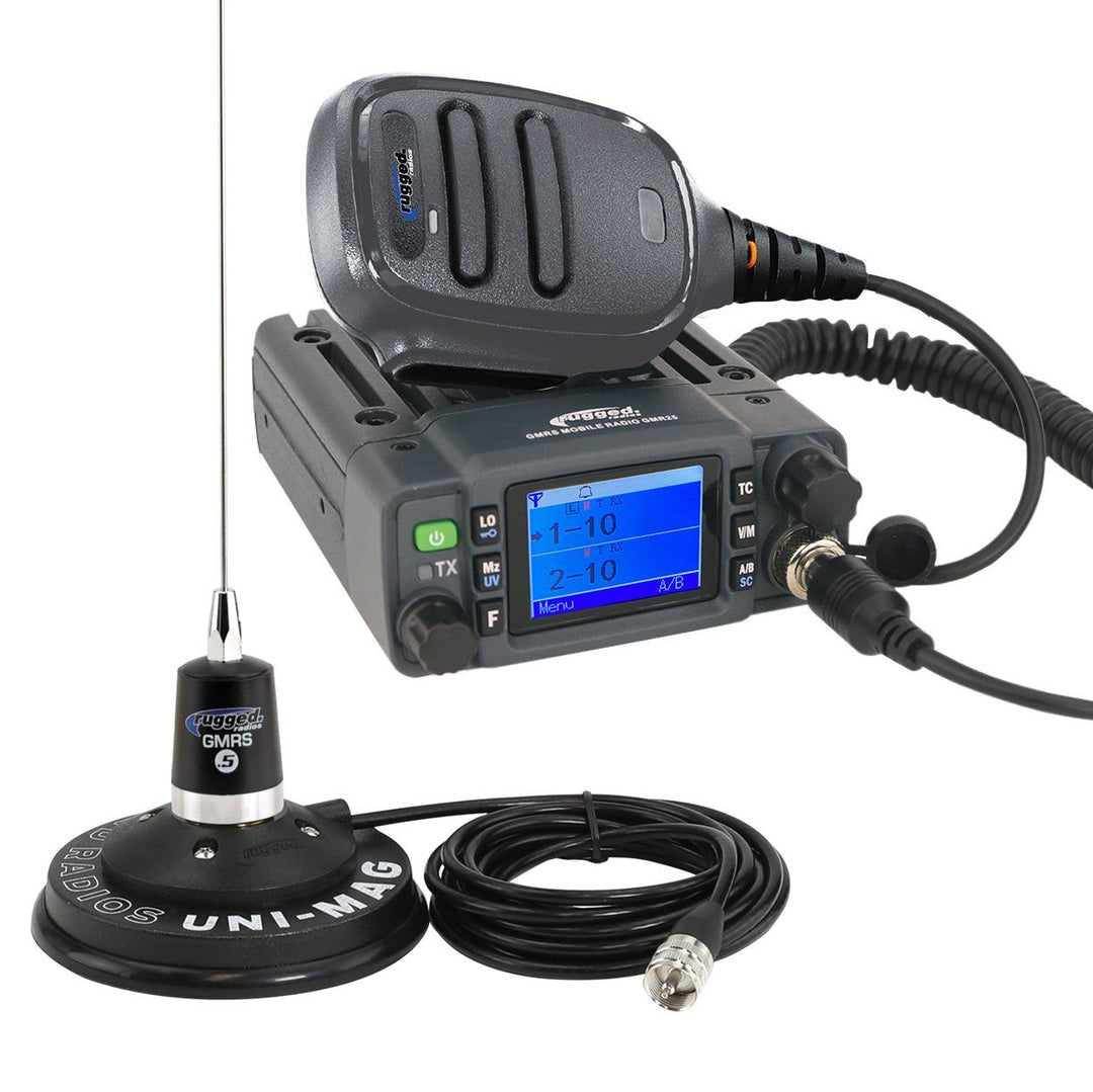 Rugged Radios Radio Kit - GMR25 Waterproof GMRS Band Mobile Radio with Antenna - Revolution Off-Road